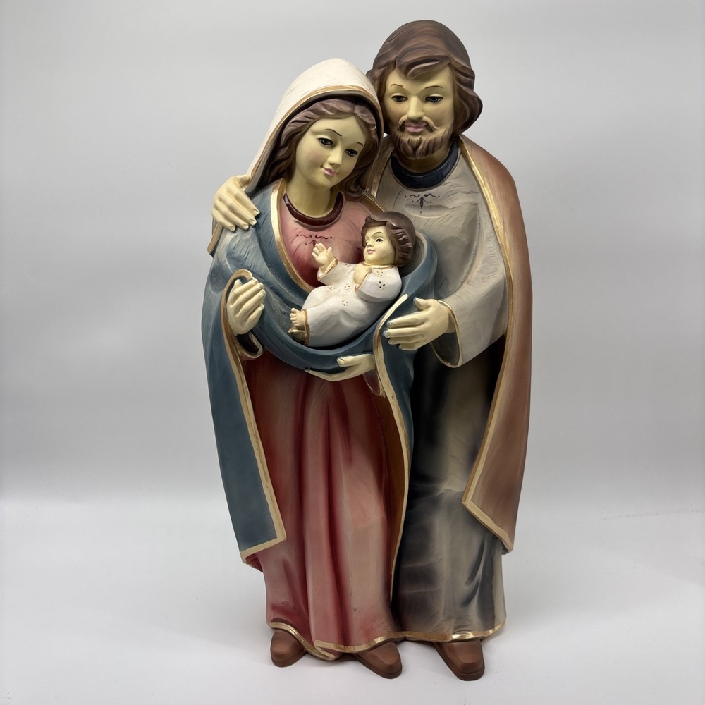 Roman Holy Family Statue 18" Figurine Mary Joseph Baby Jesus Resin Nativity